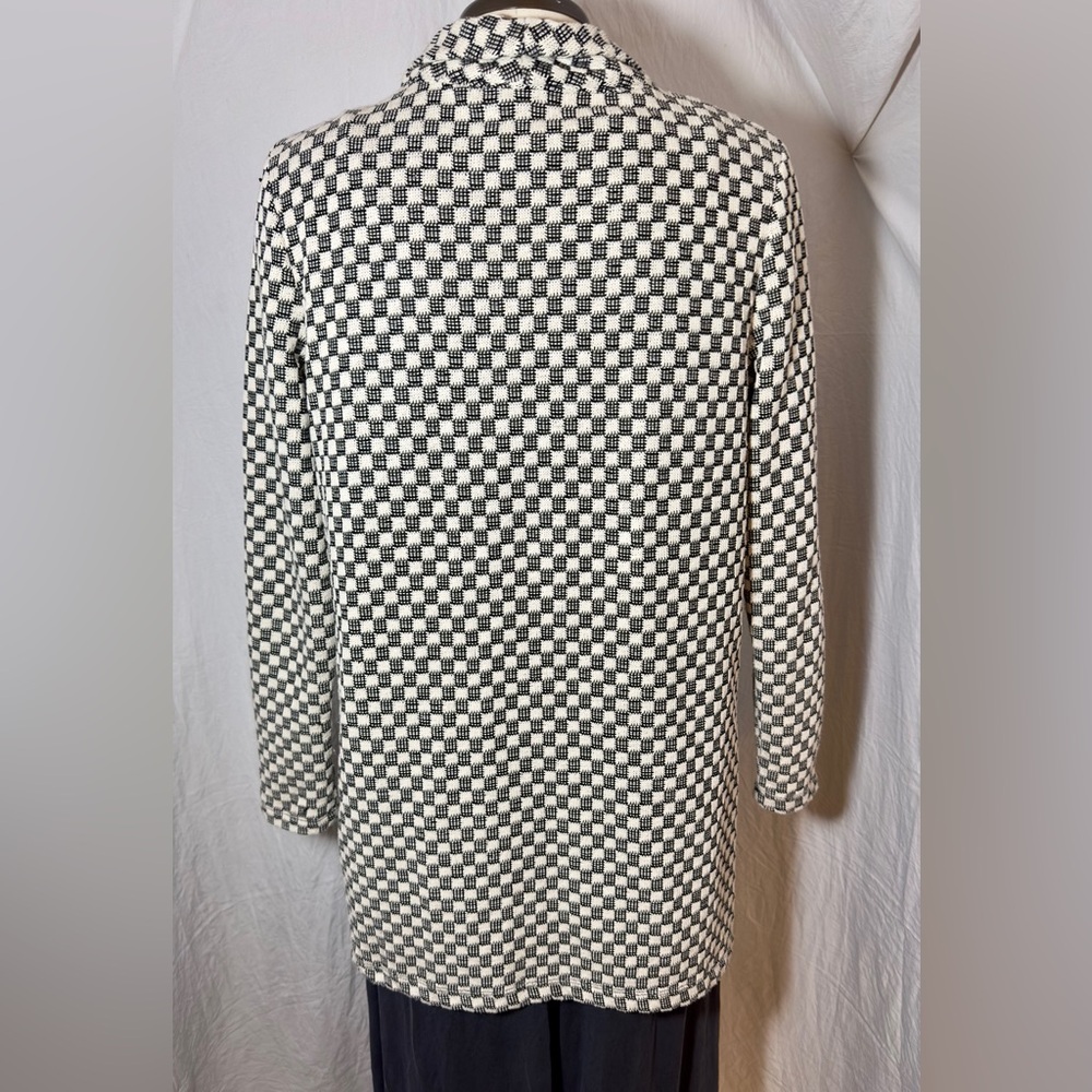 Bobeau Black White Textured Open Front Jacket Medium - Picture 7 of 11